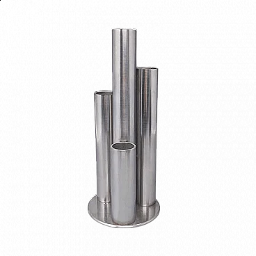 Stainless steel vase with four asymmetrical cylinders, 1970s