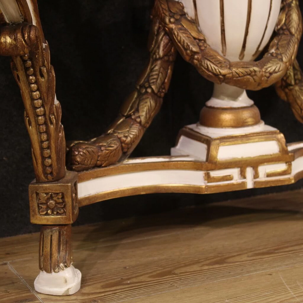 Wooden console table in Louis XV style with marble top, 1980s 10