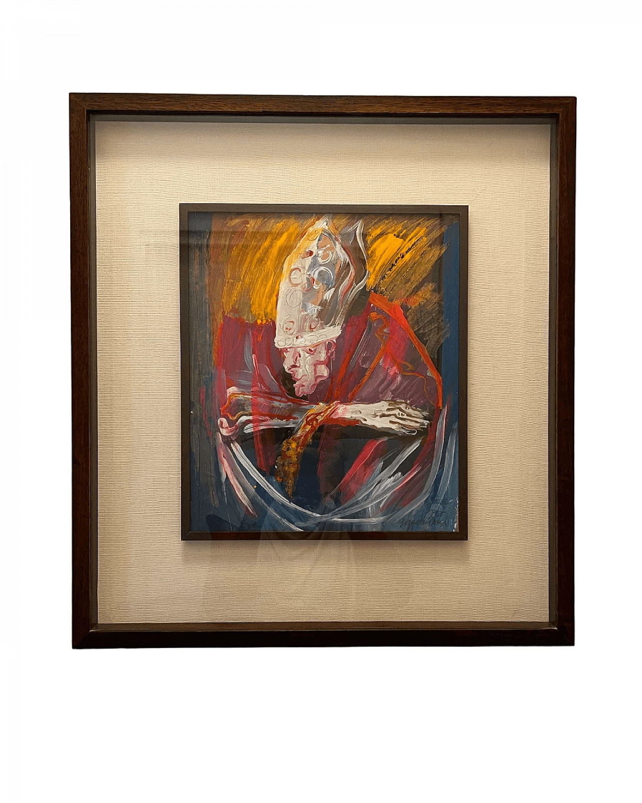 Aldo Borgonzoni, cardinal, oil painting on canvas, 1965 10