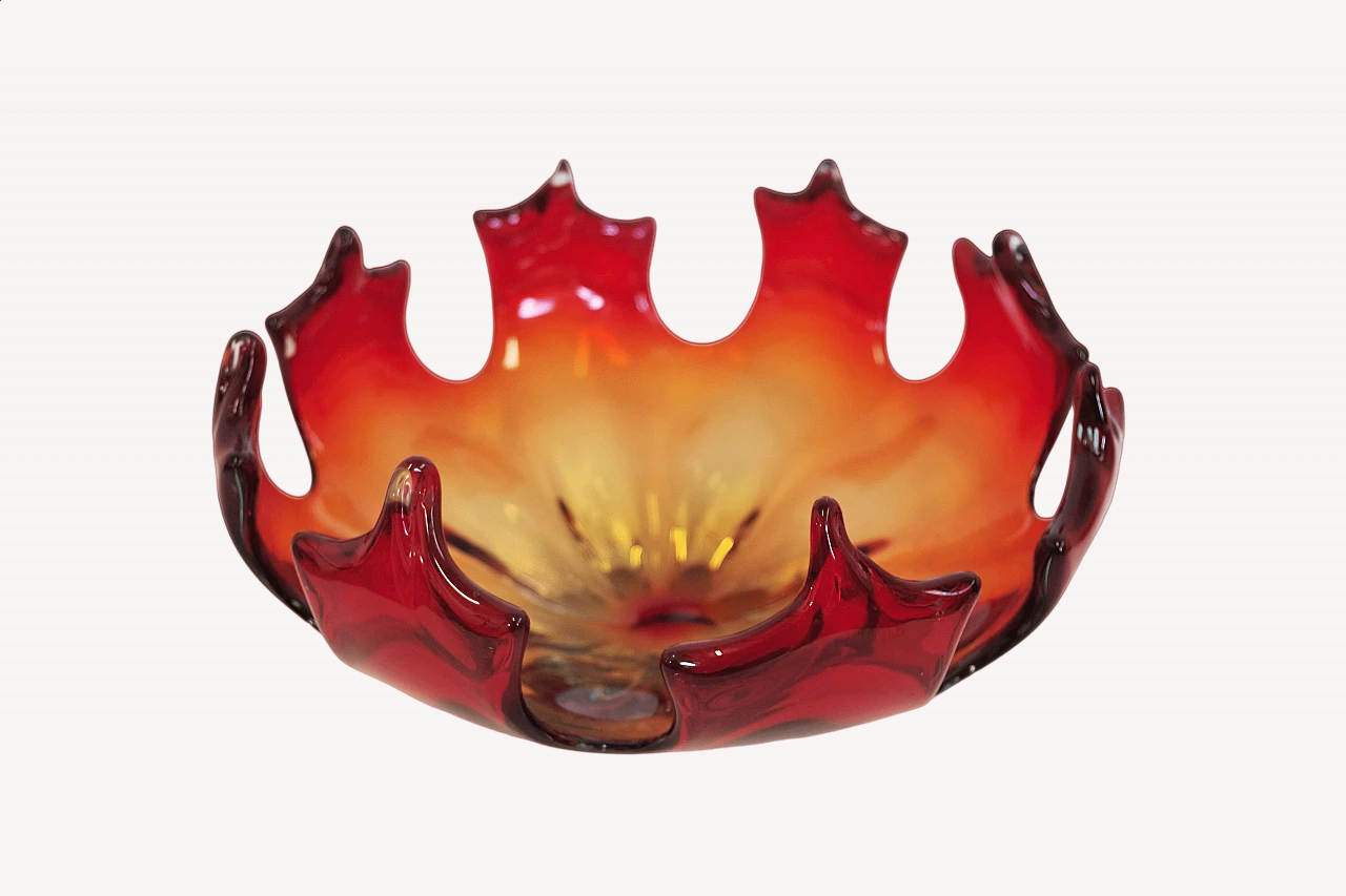 Red coloured glass centrepiece, 1950s 14