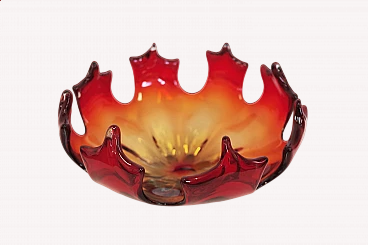 Red coloured glass centrepiece, 1950s