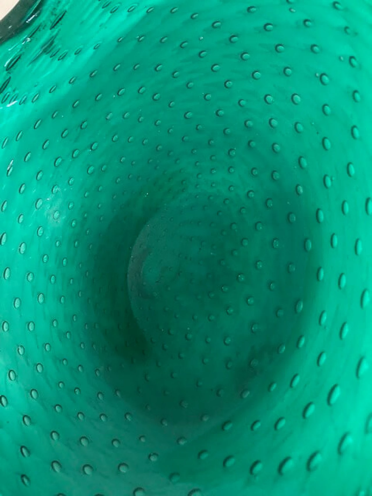 Centrotavola trilobato in vetro di Murano verde smeraldo, anni '50 10