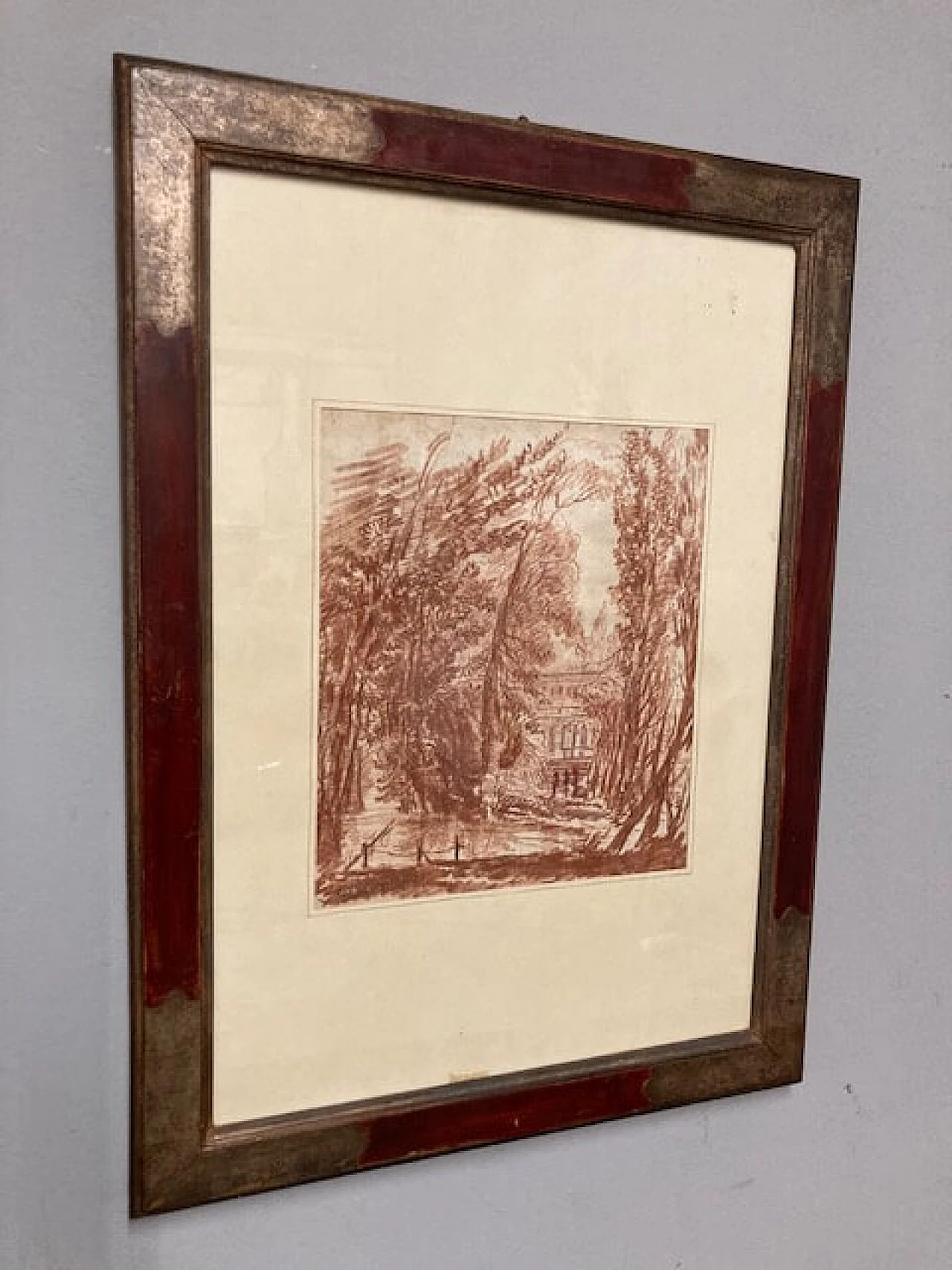 Sanguine pencil drawing of landscape, mid-19th century 1