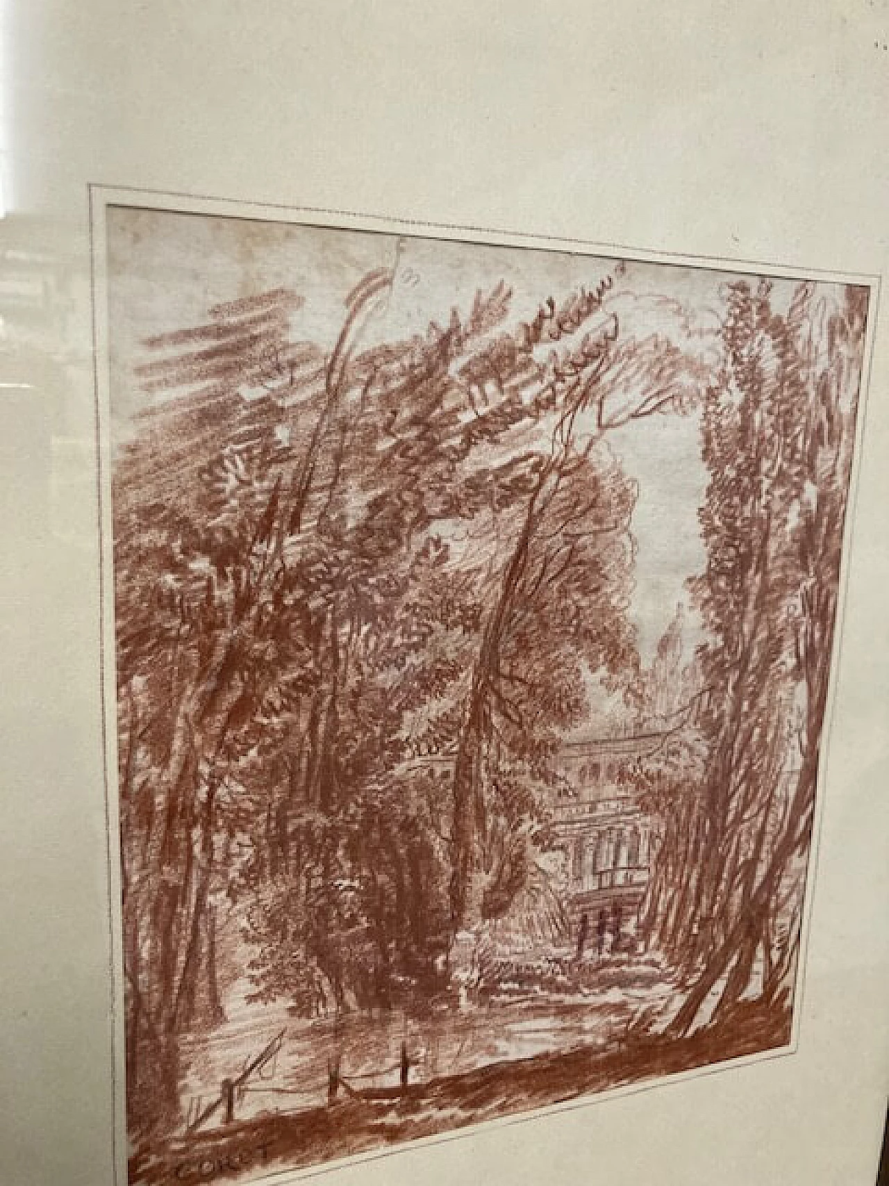 Sanguine pencil drawing of landscape, mid-19th century 3