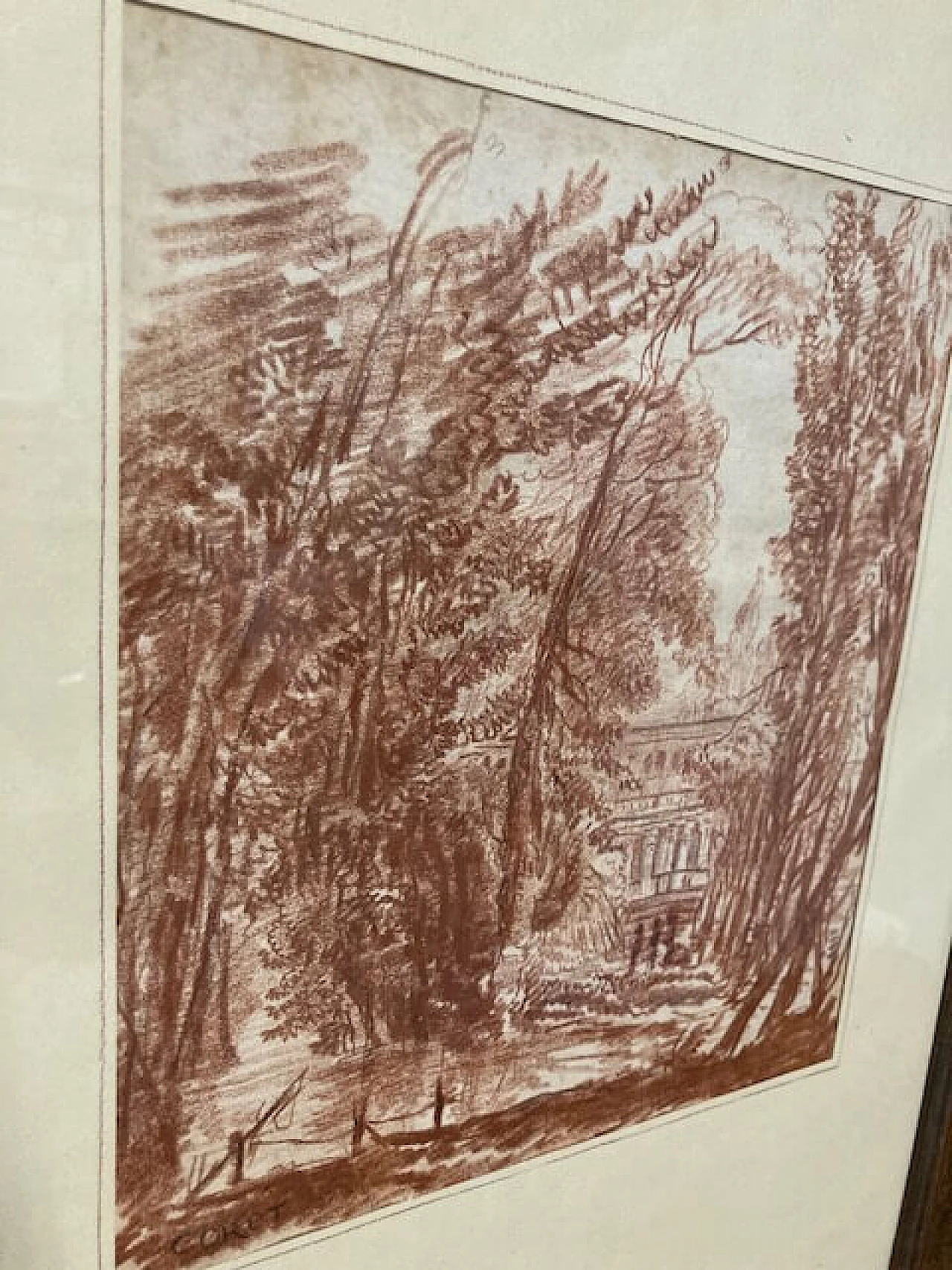 Sanguine pencil drawing of landscape, mid-19th century 7