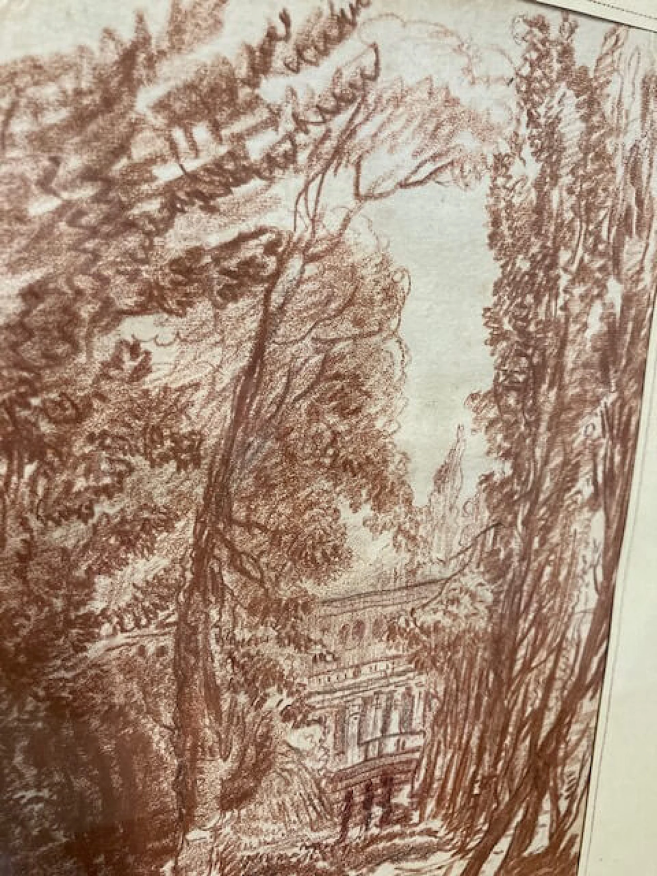 Sanguine pencil drawing of landscape, mid-19th century 9