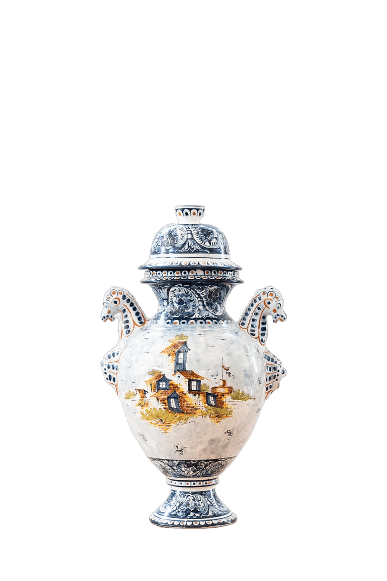 Vaso con coperchio in ceramica dipinta di Turi D'Albissola, anni '80 1383552