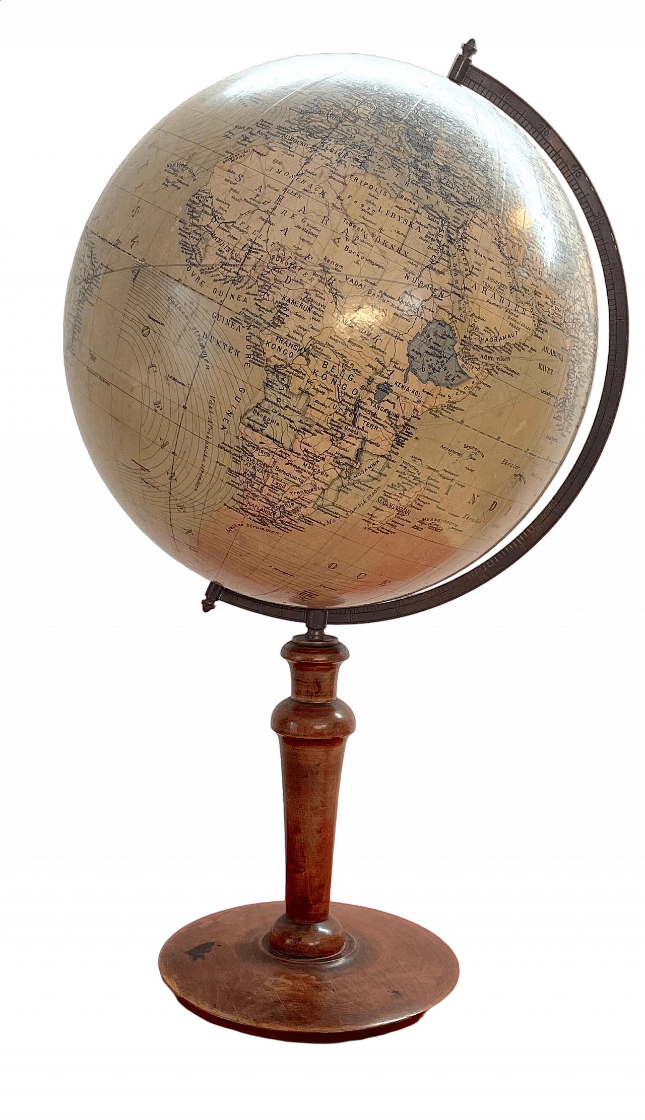 Wood and papier-mâché globe by Dr. Neuse for Jordglob, early 20th century 14