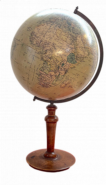 Wood and papier-mâché globe by Dr. Neuse for Jordglob, early 20th century