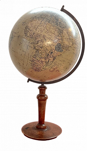 Wood and papier-mâché globe by Dr. Neuse for Jordglob, early 20th century