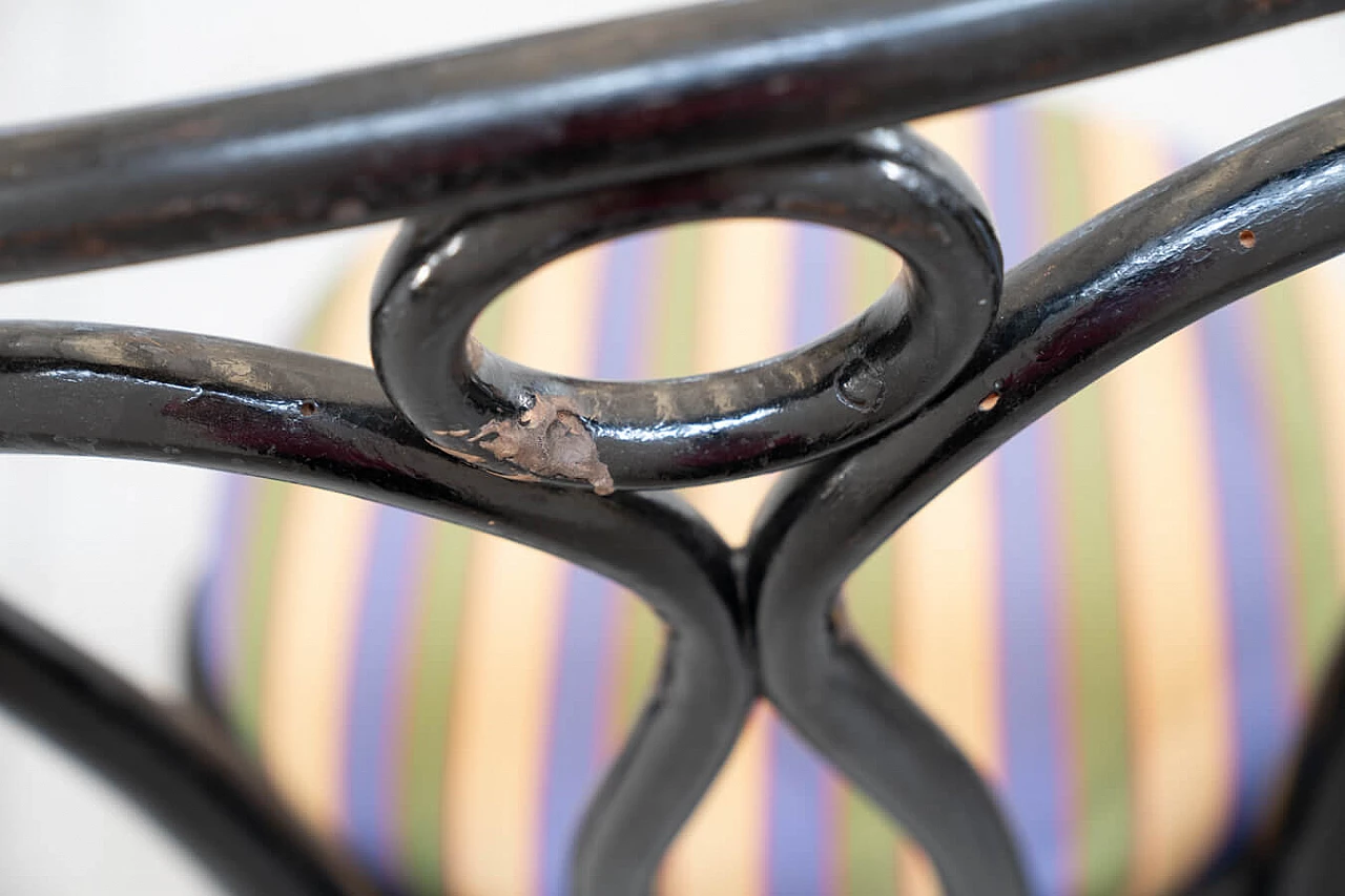 4 sedie nere Thonet con seduta in tessuto, anni '50 1374062