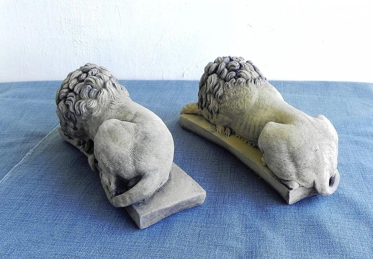 Pair of stone sculptures of sleeping lions 10
