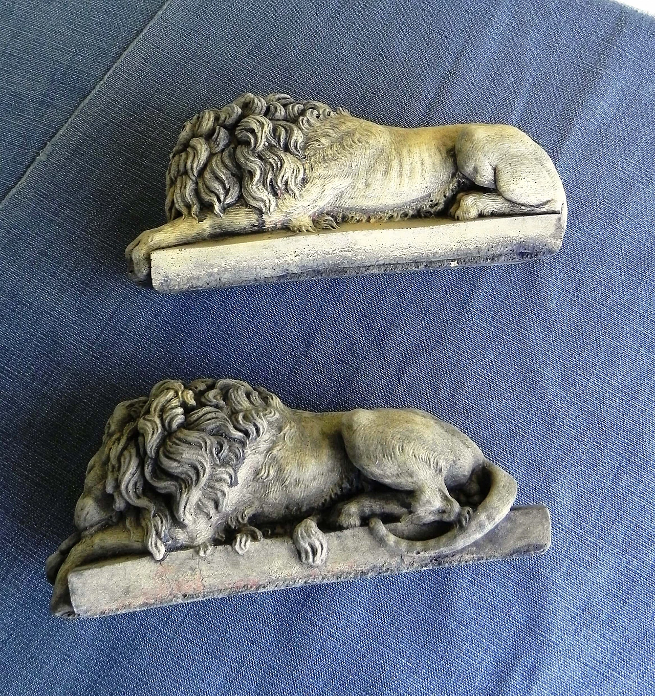 Pair of stone sculptures of sleeping lions 15