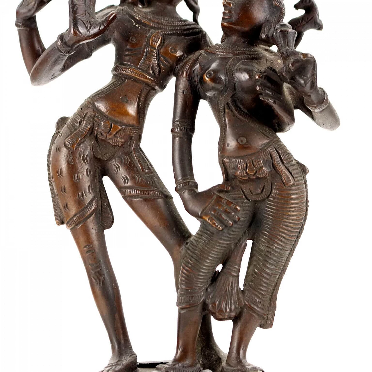 Indian Cholla style bronze sculpture of Krishna and Gopi, early 20th century 6