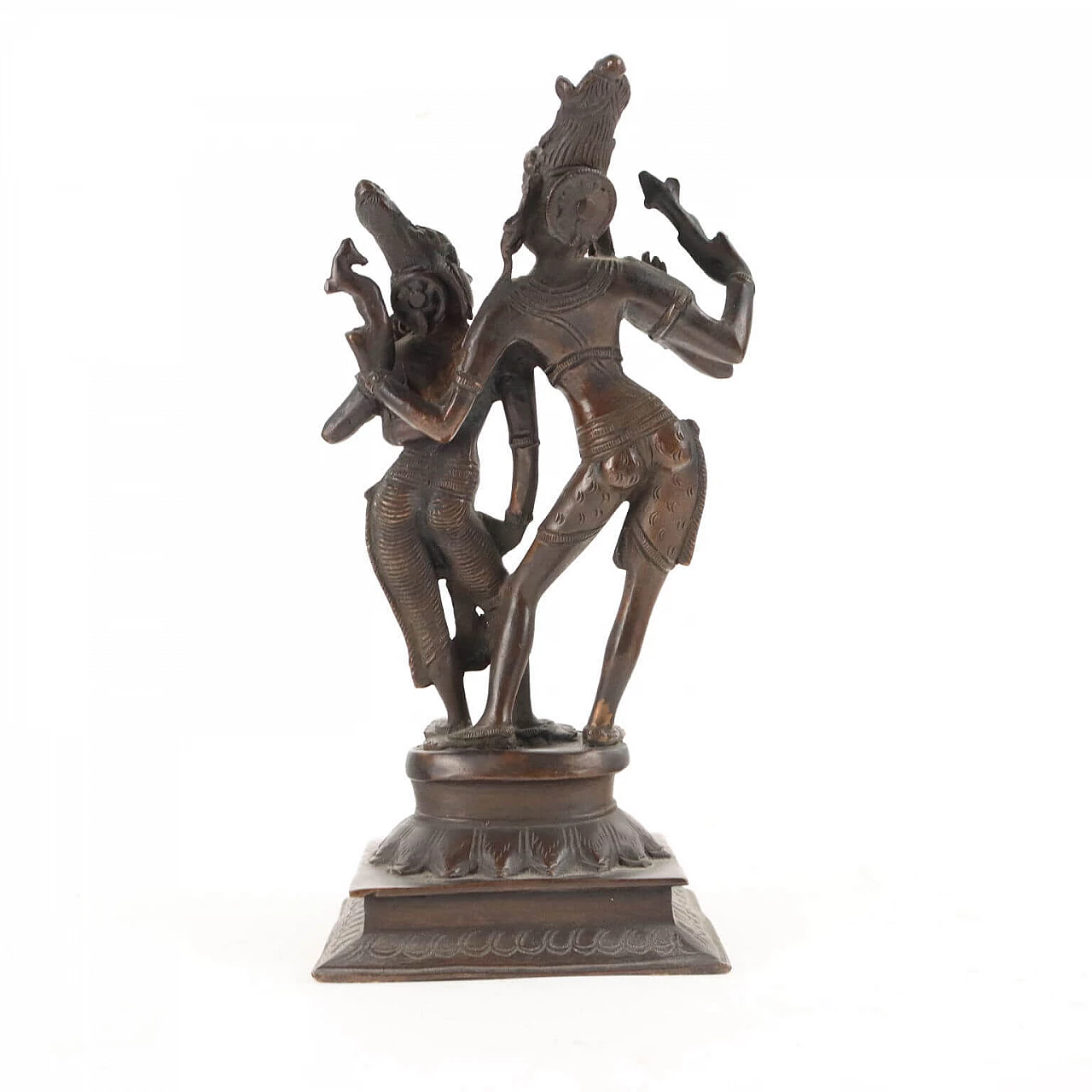 Indian Cholla style bronze sculpture of Krishna and Gopi, early 20th century 8