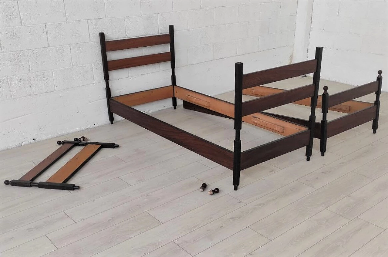 Pair of solid wood single beds convertible into bunk beds, 1960s 7