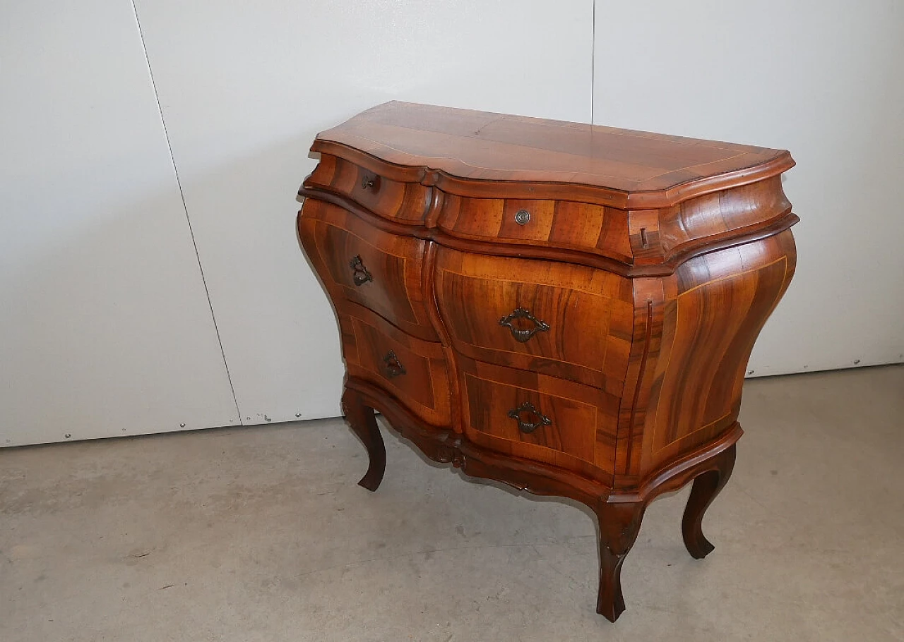 Domed walnut dresser in Venetian style, 1940s 5