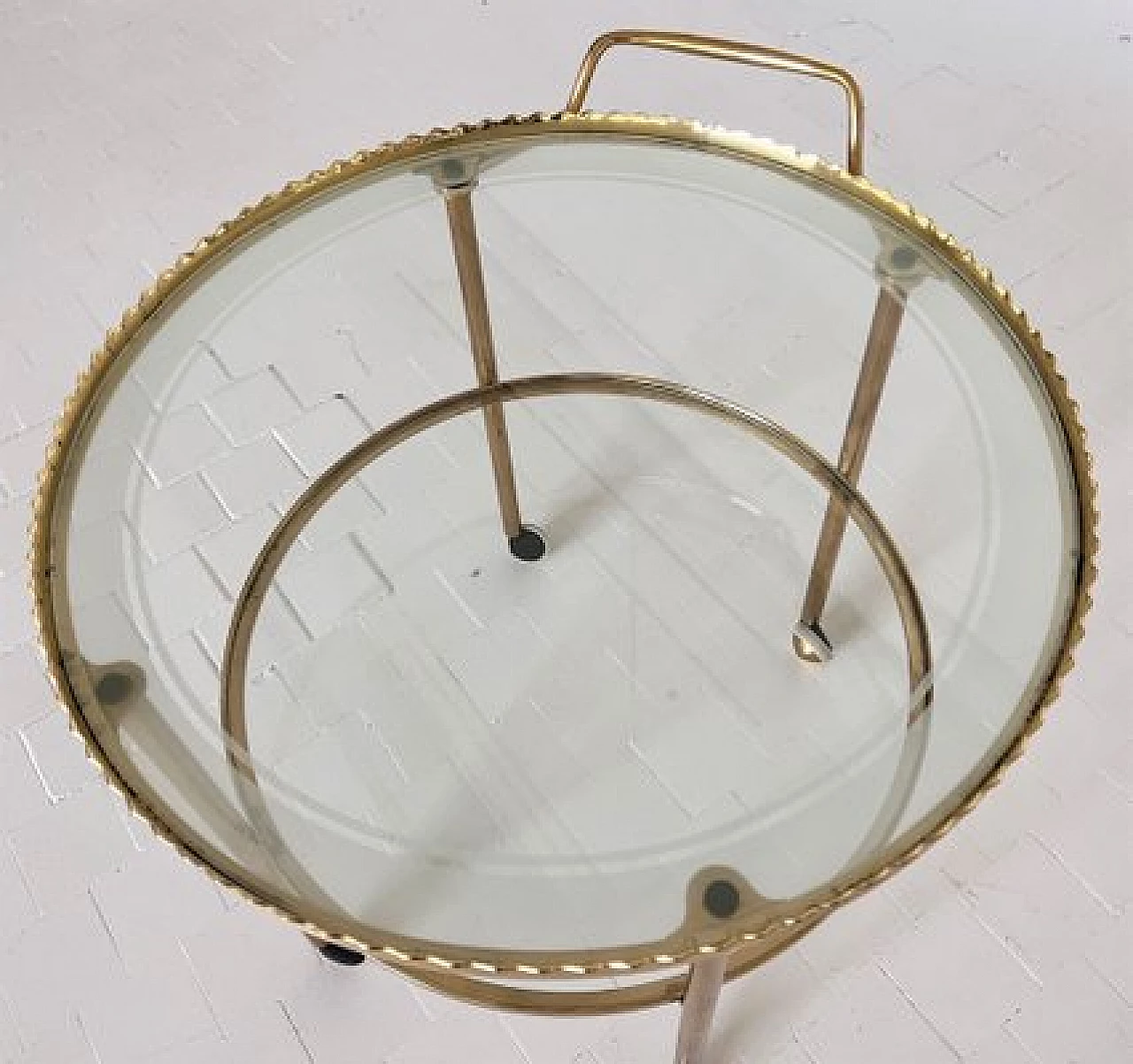 Brass and glass trolley from Vereinigte Werkstätten Collection, 1960s 4