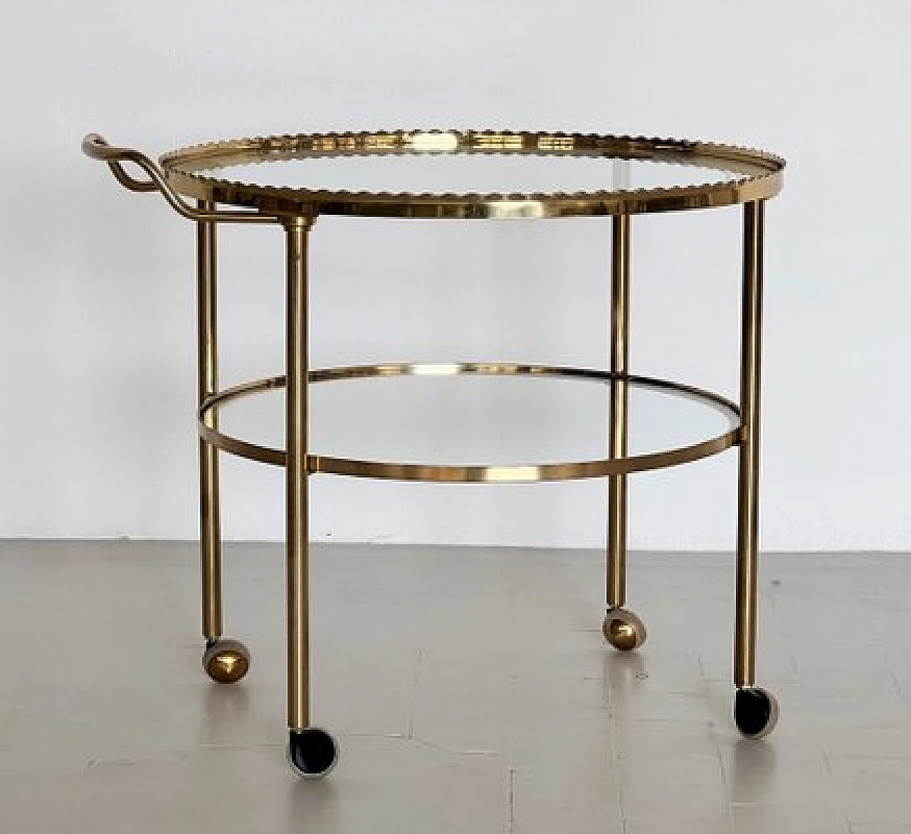 Brass and glass trolley from Vereinigte Werkstätten Collection, 1960s 7