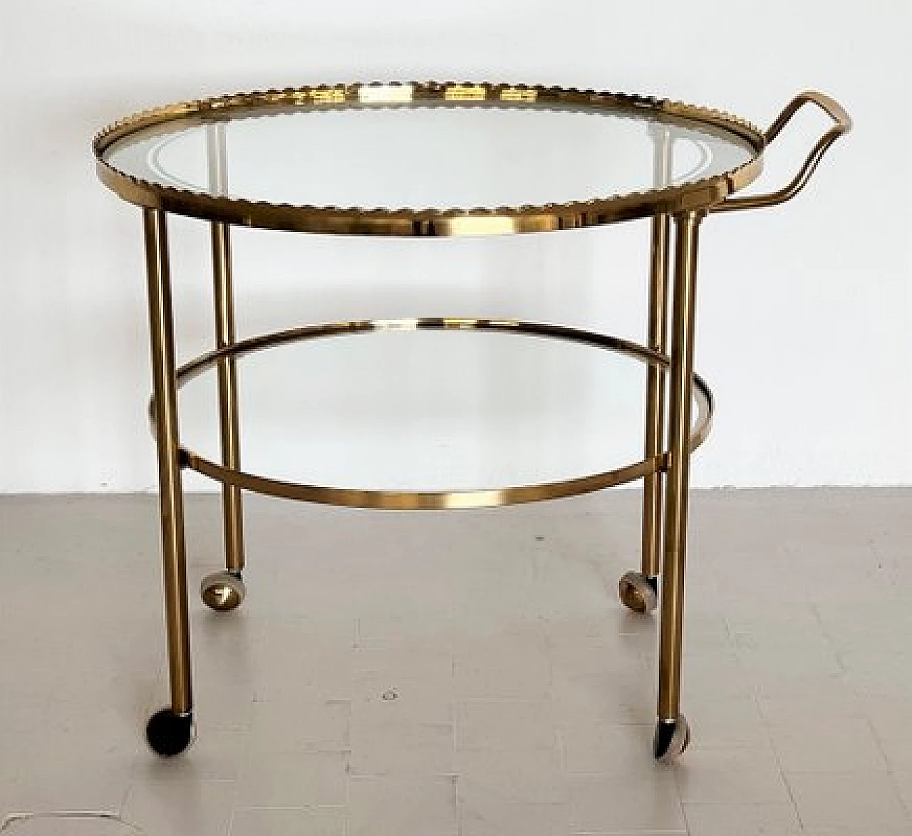 Brass and glass trolley from Vereinigte Werkstätten Collection, 1960s 8