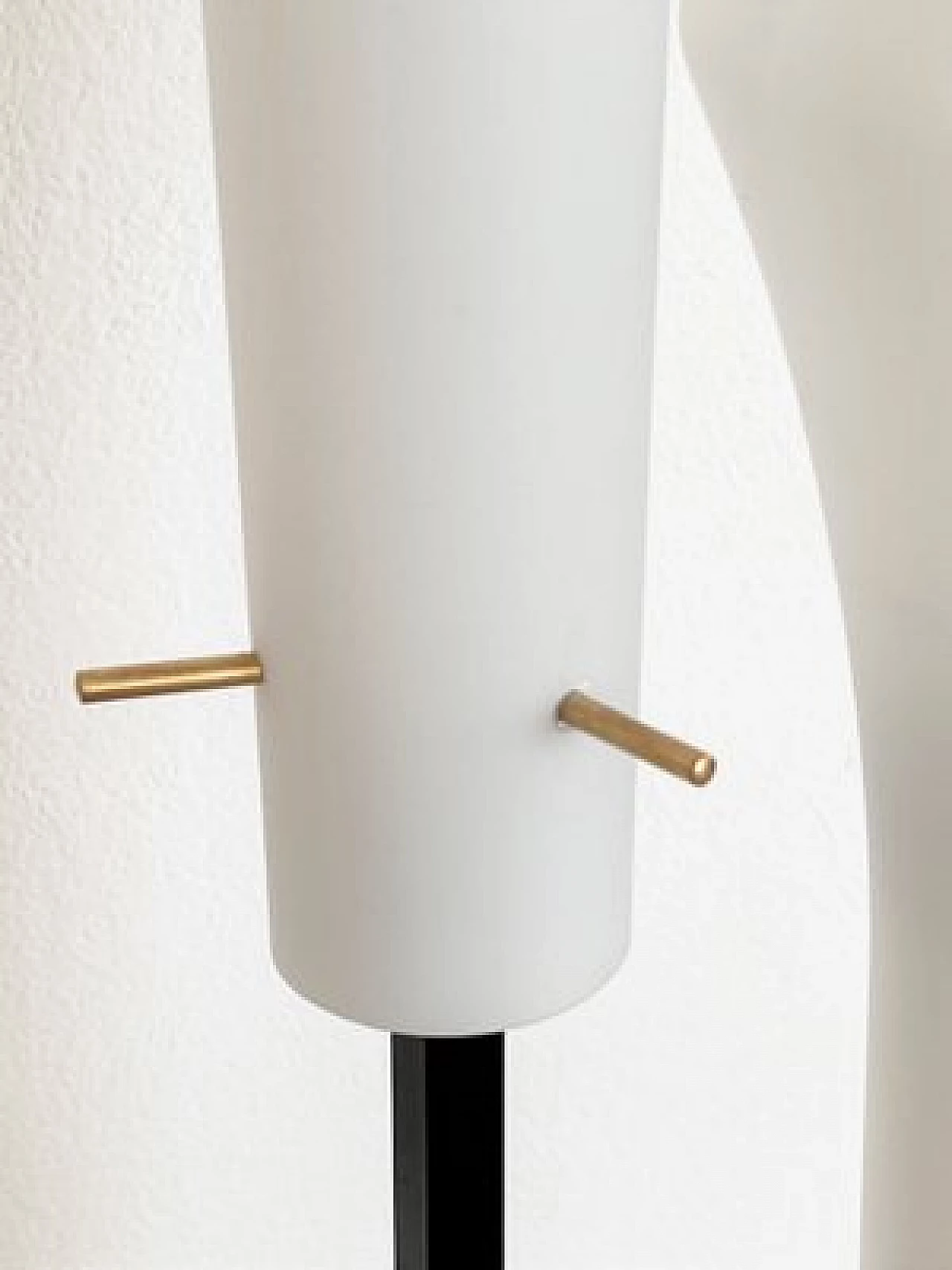 Glass, wood and brass floor lamp attributed to Stilnovo, 1960s 9