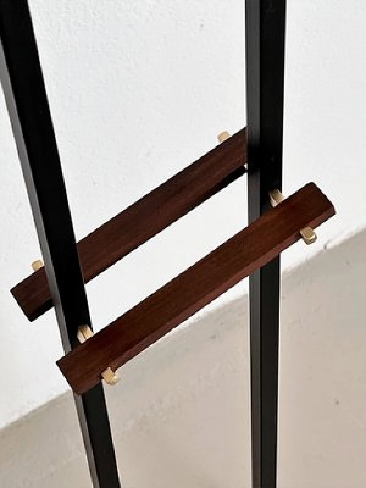 Glass, wood and brass floor lamp attributed to Stilnovo, 1960s 10