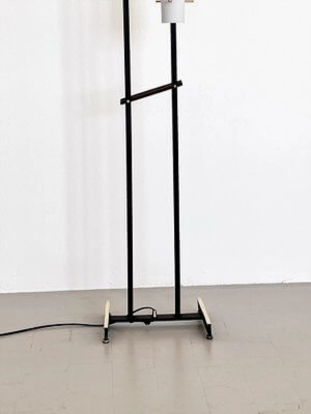 Glass, wood and brass floor lamp attributed to Stilnovo, 1960s 12