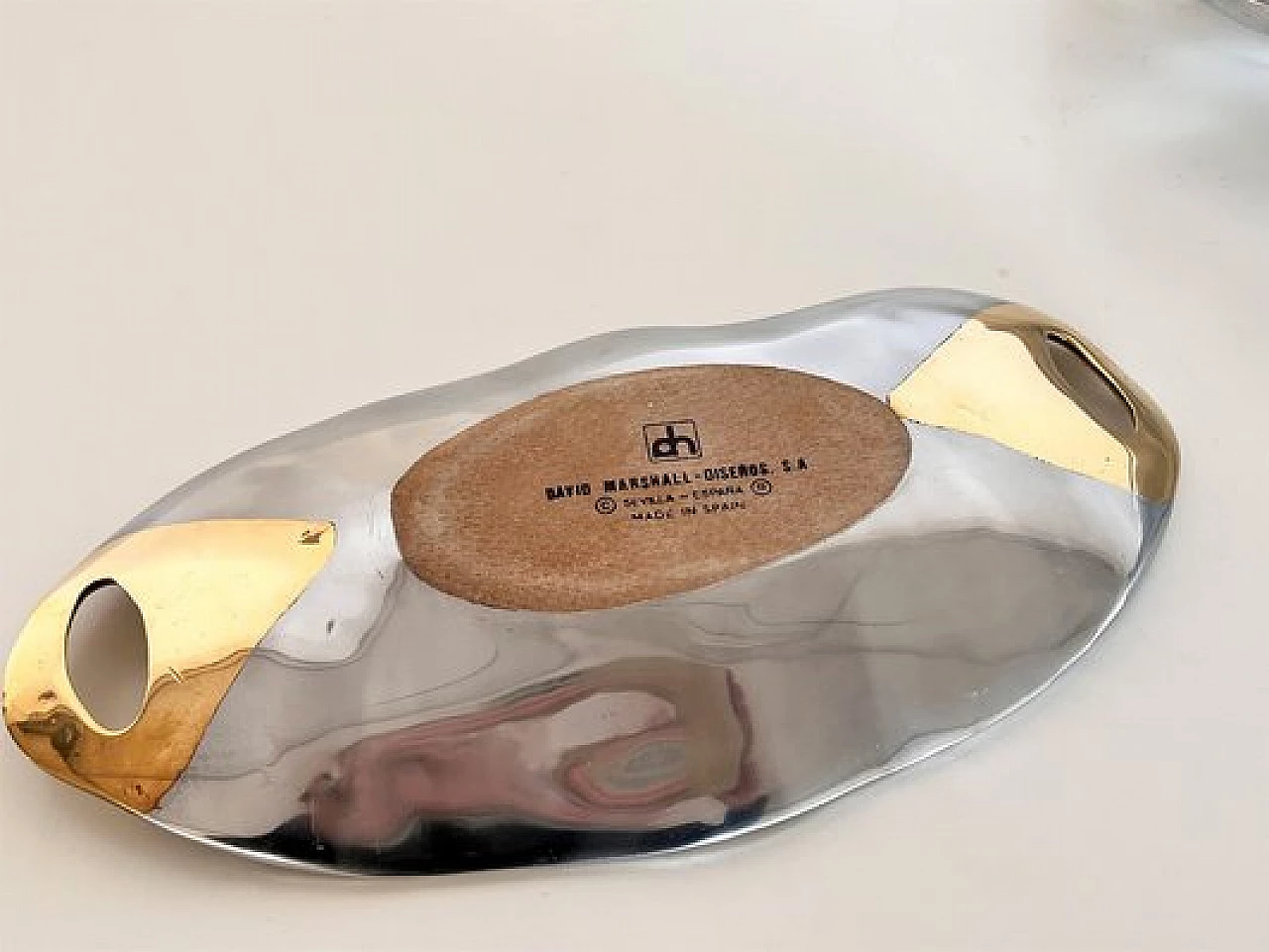 Aluminum and brass platter and bowl in Brutalist style by David Marshall, 1980s 5