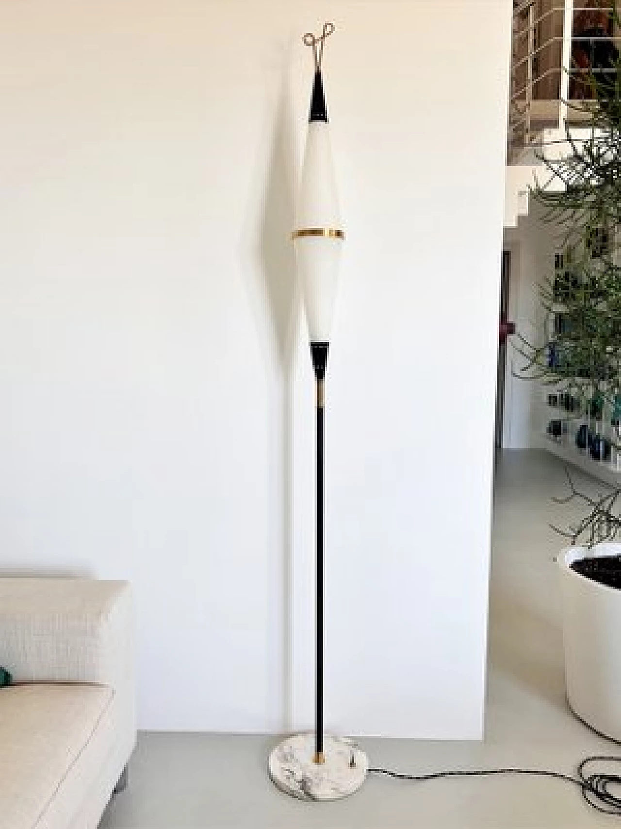 Glass, brass and marble floor lamp by Reggiani, 1960s 4