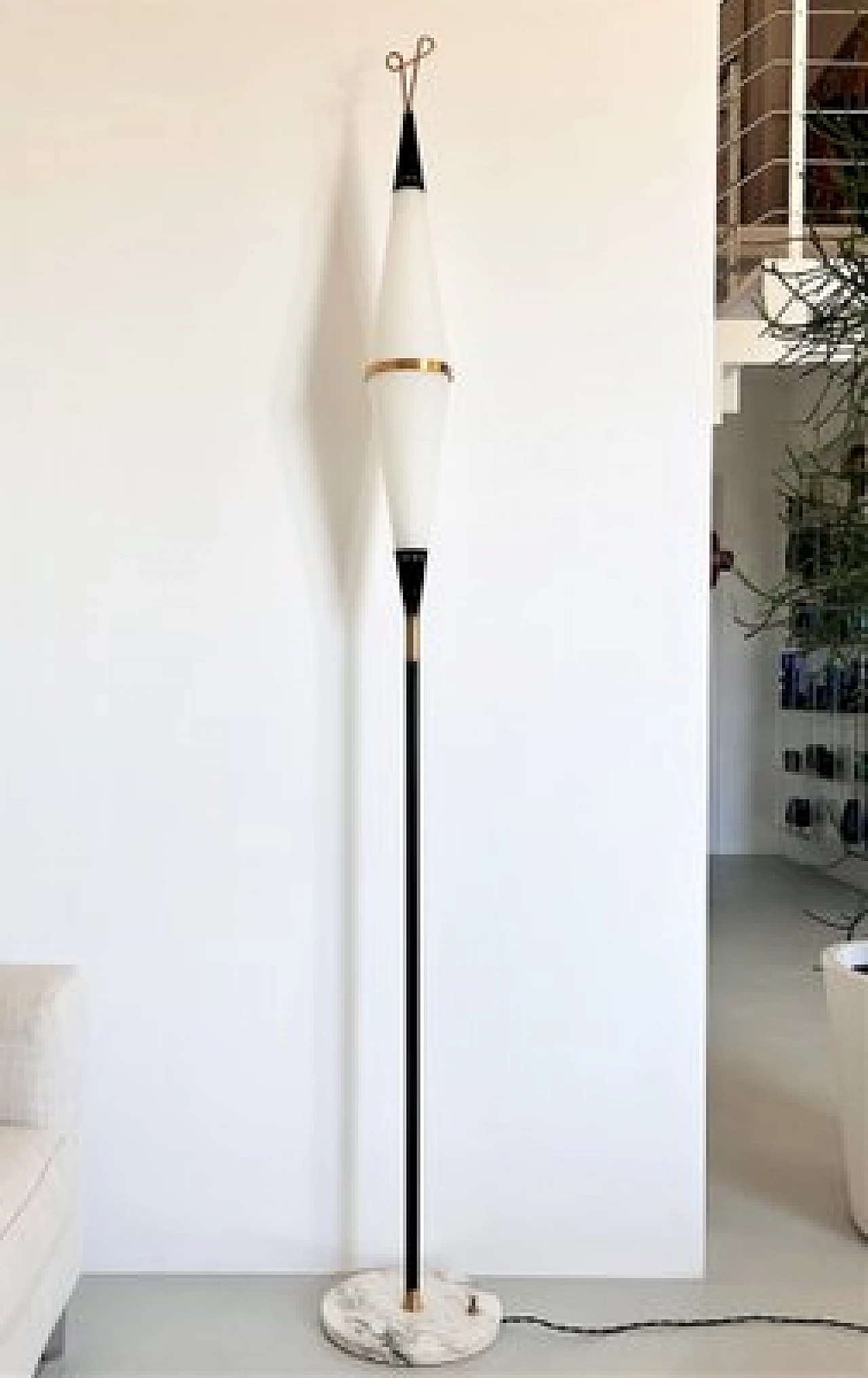 Glass, brass and marble floor lamp by Reggiani, 1960s 11