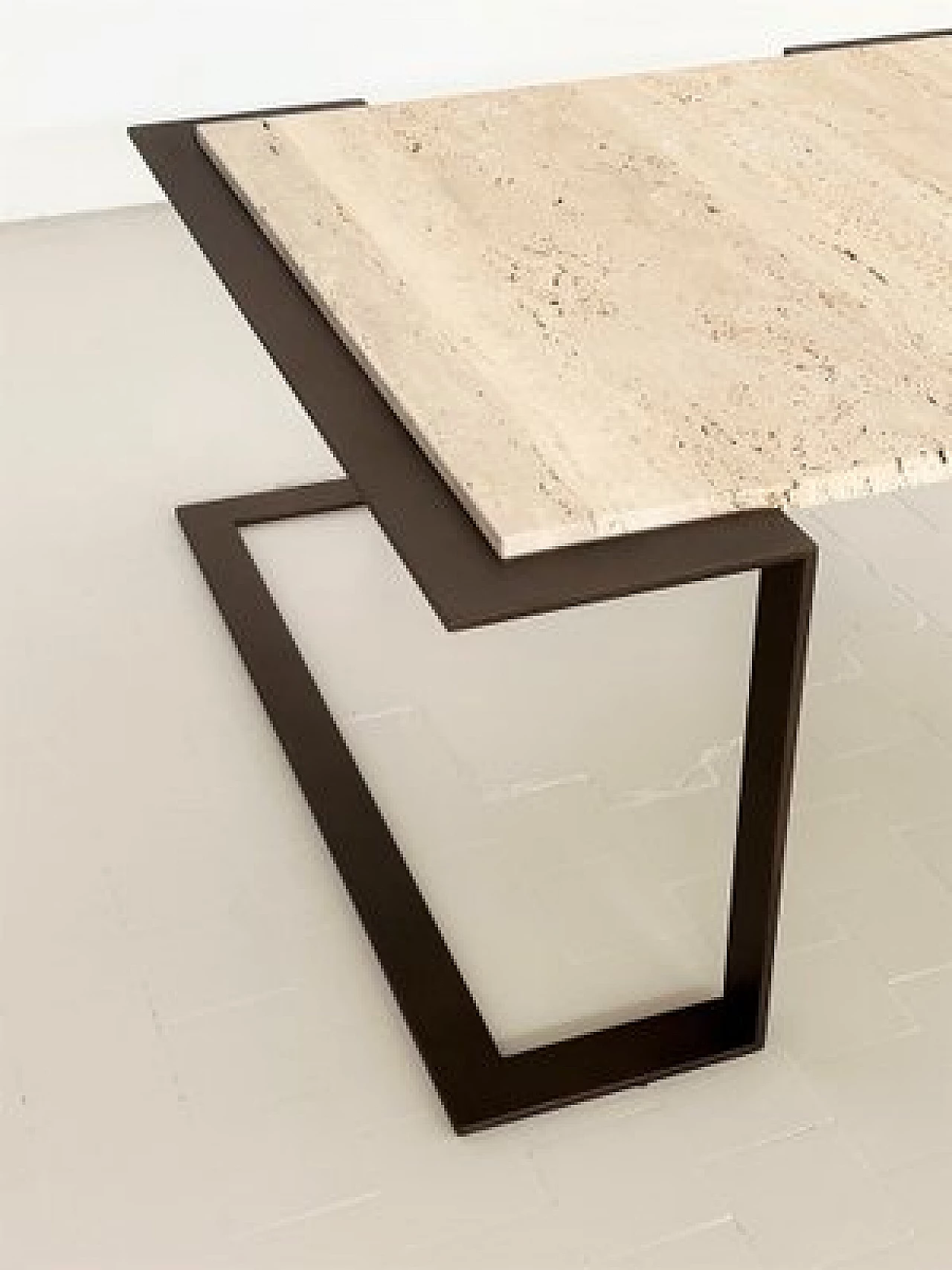 Travertine and marble coffee table with metal base, 1970s 5