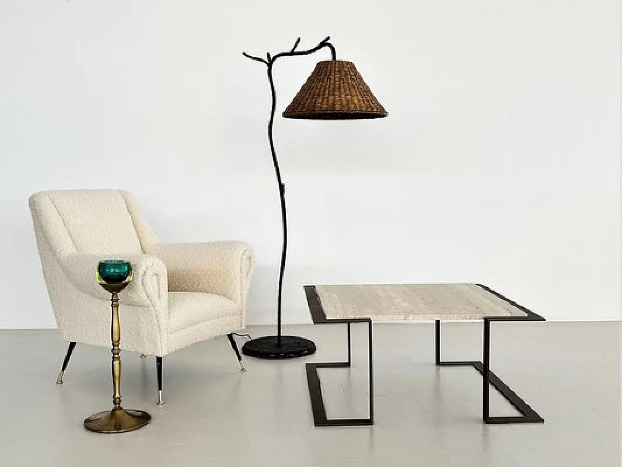 Travertine and marble coffee table with metal base, 1970s 19