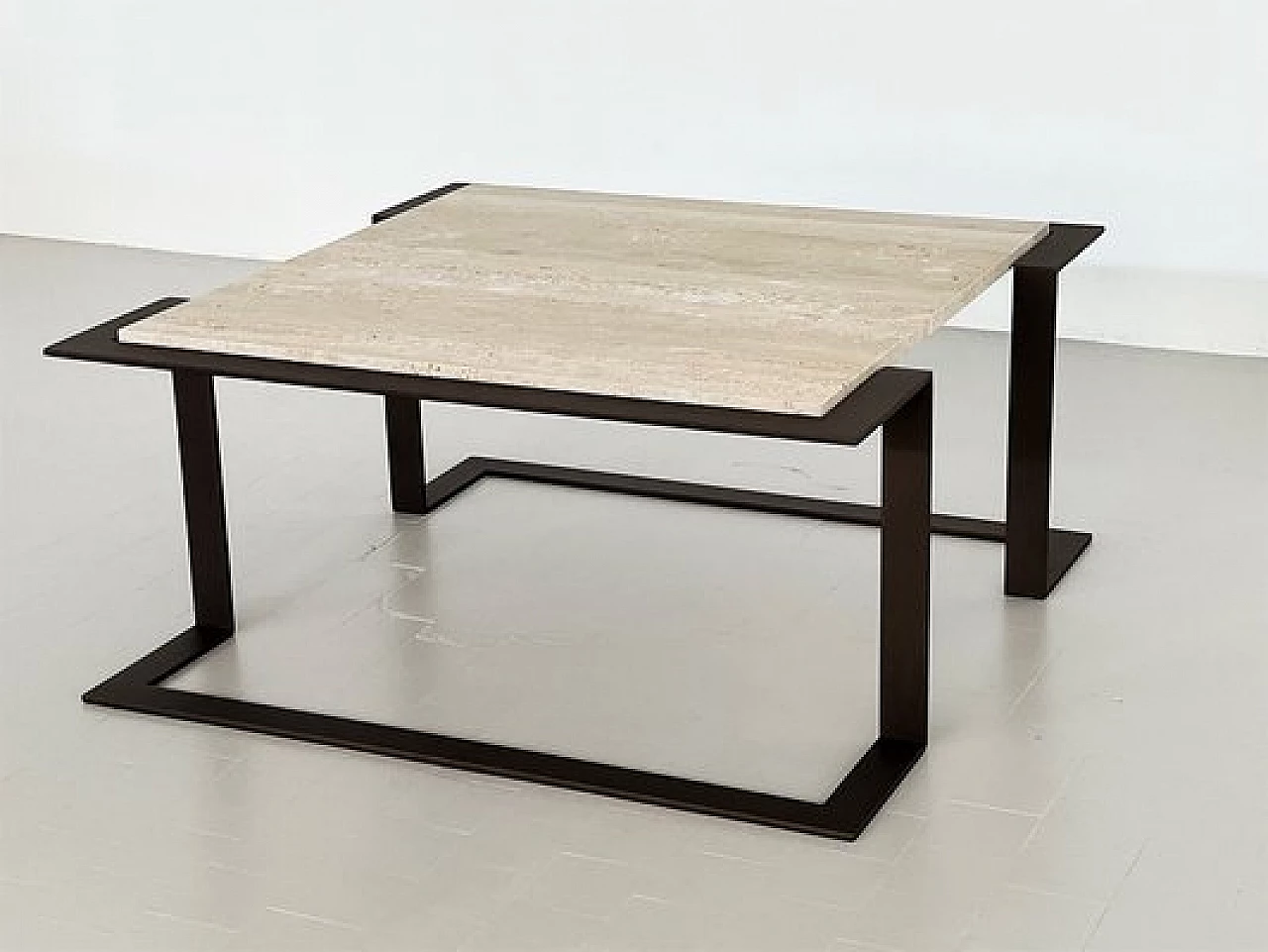 Travertine and marble coffee table with metal base, 1970s 20