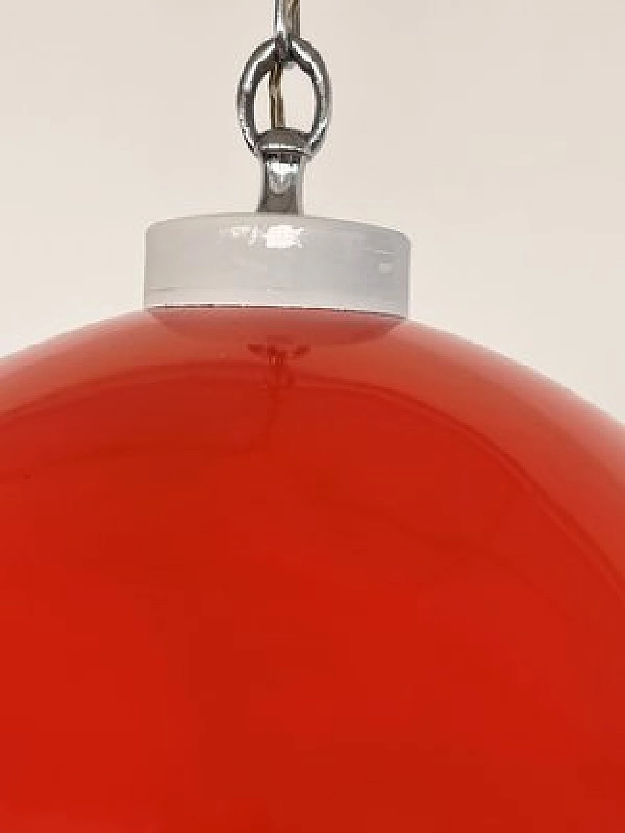 Lampadario Space Age in metallo rosso con sfere in vetro, anni '80 2