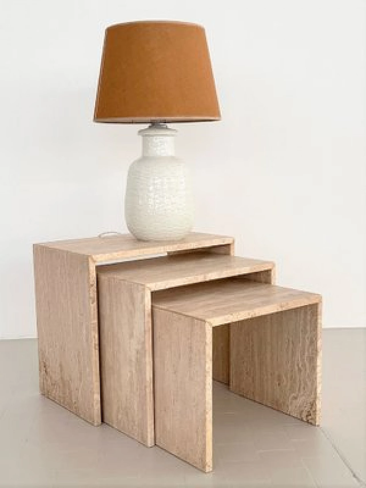 3 Travertine nest coffee tables, 1970s 10