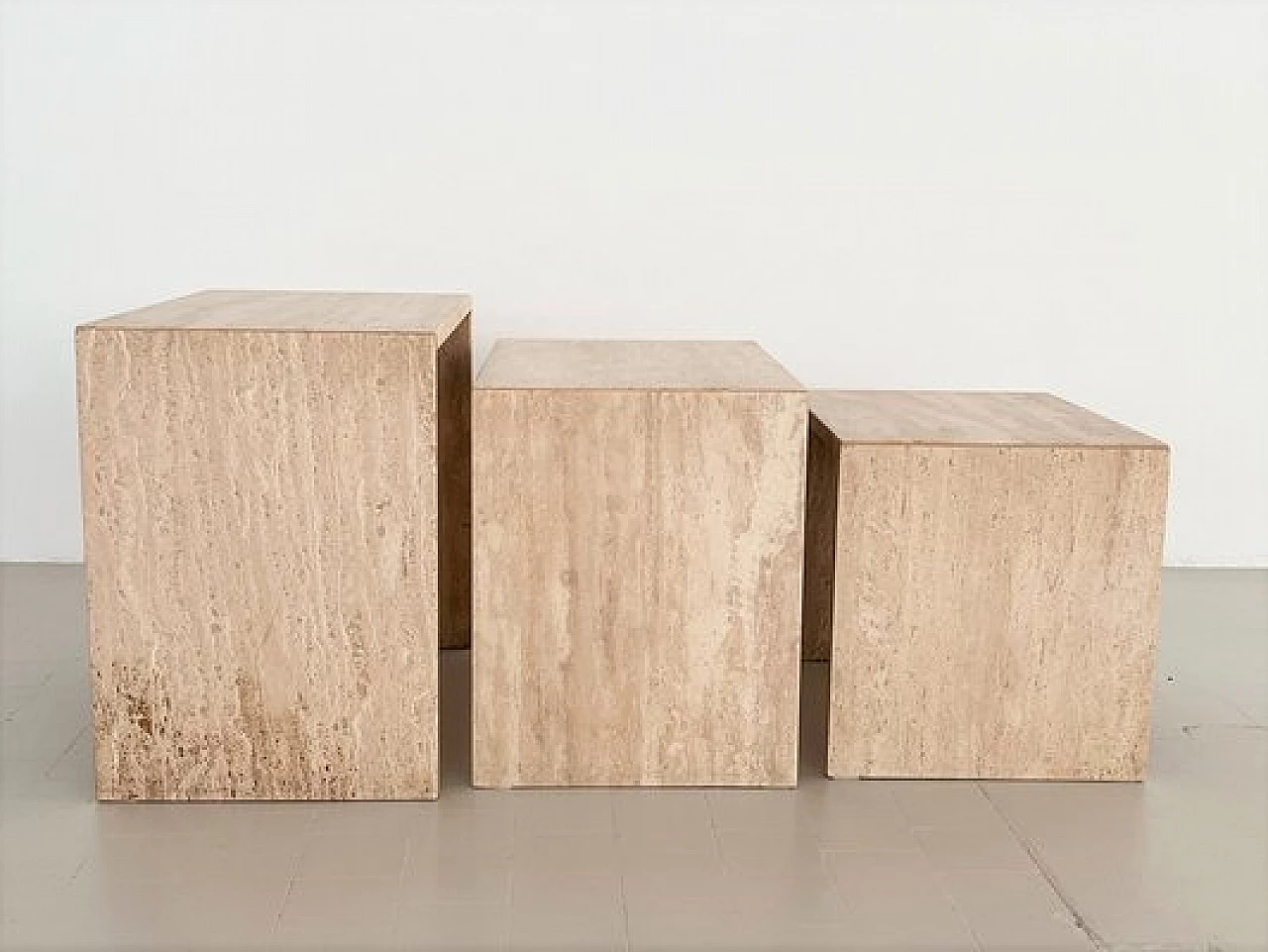 3 Travertine nest coffee tables, 1970s 13