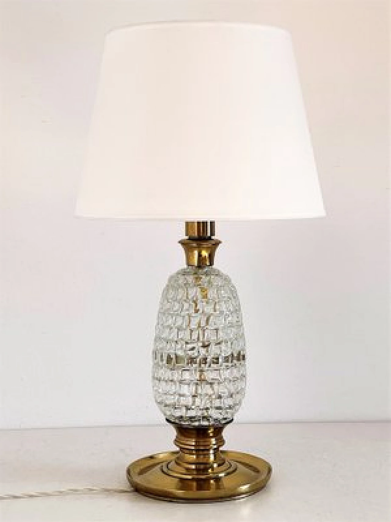 Table lamp with brass and Murano glass base, 1960s 1