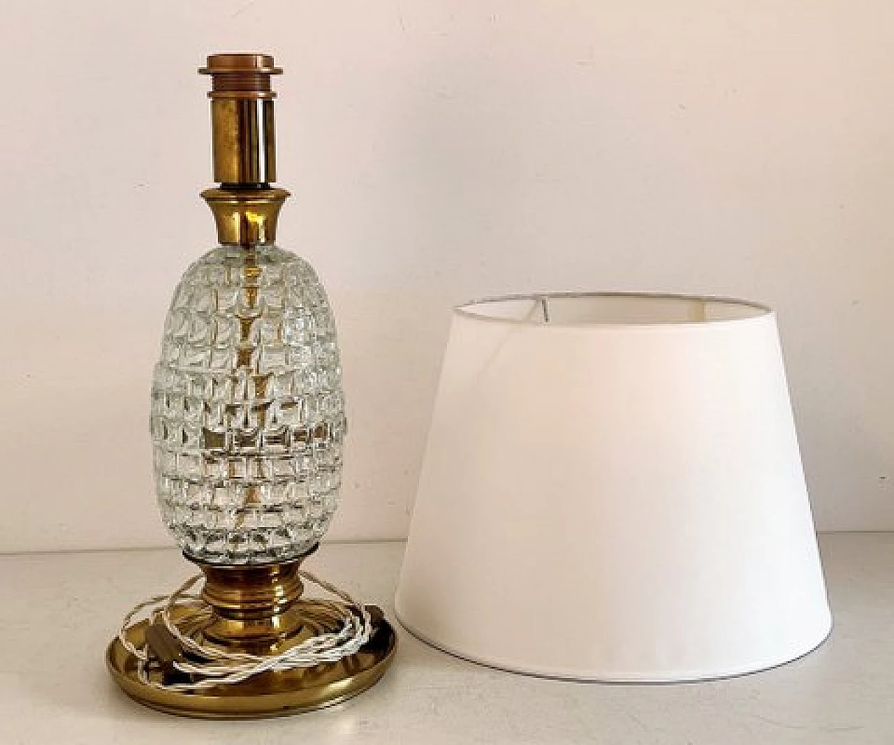 Table lamp with brass and Murano glass base, 1960s 2