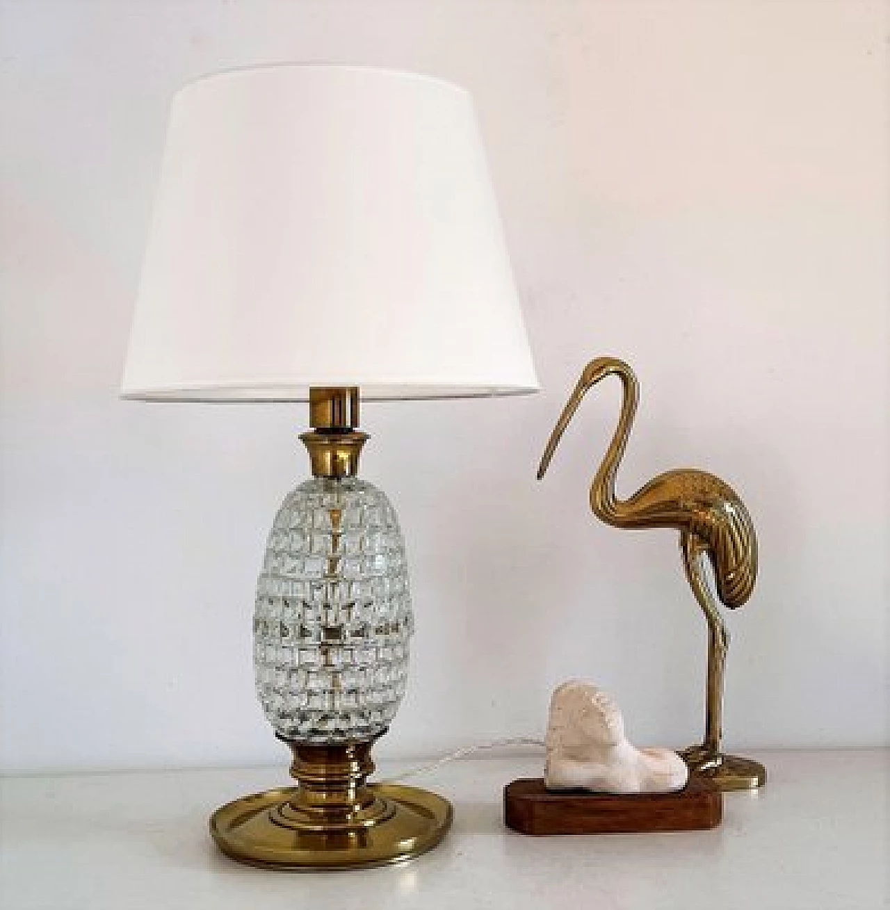 Table lamp with brass and Murano glass base, 1960s 13