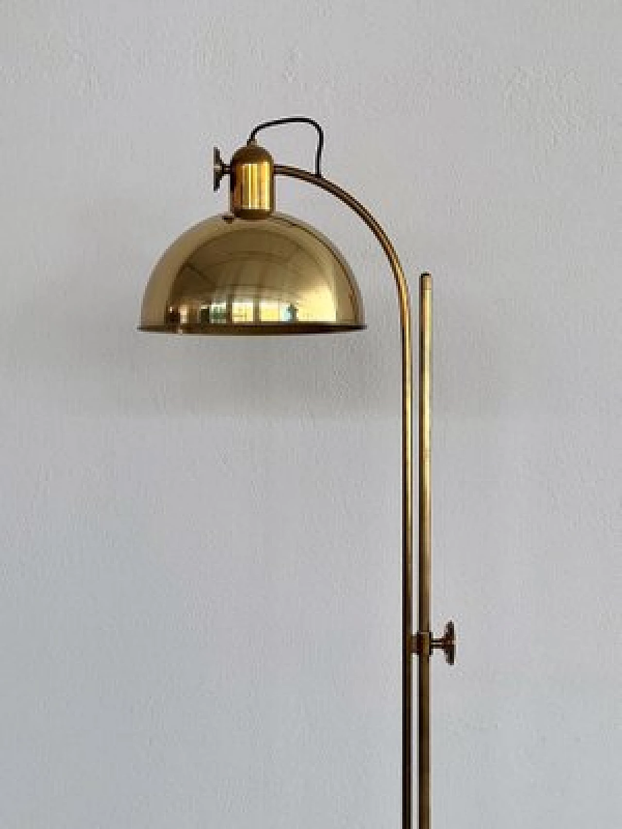 Solid brass adjustable floor lamp by Florian Schulz, 1970s 2