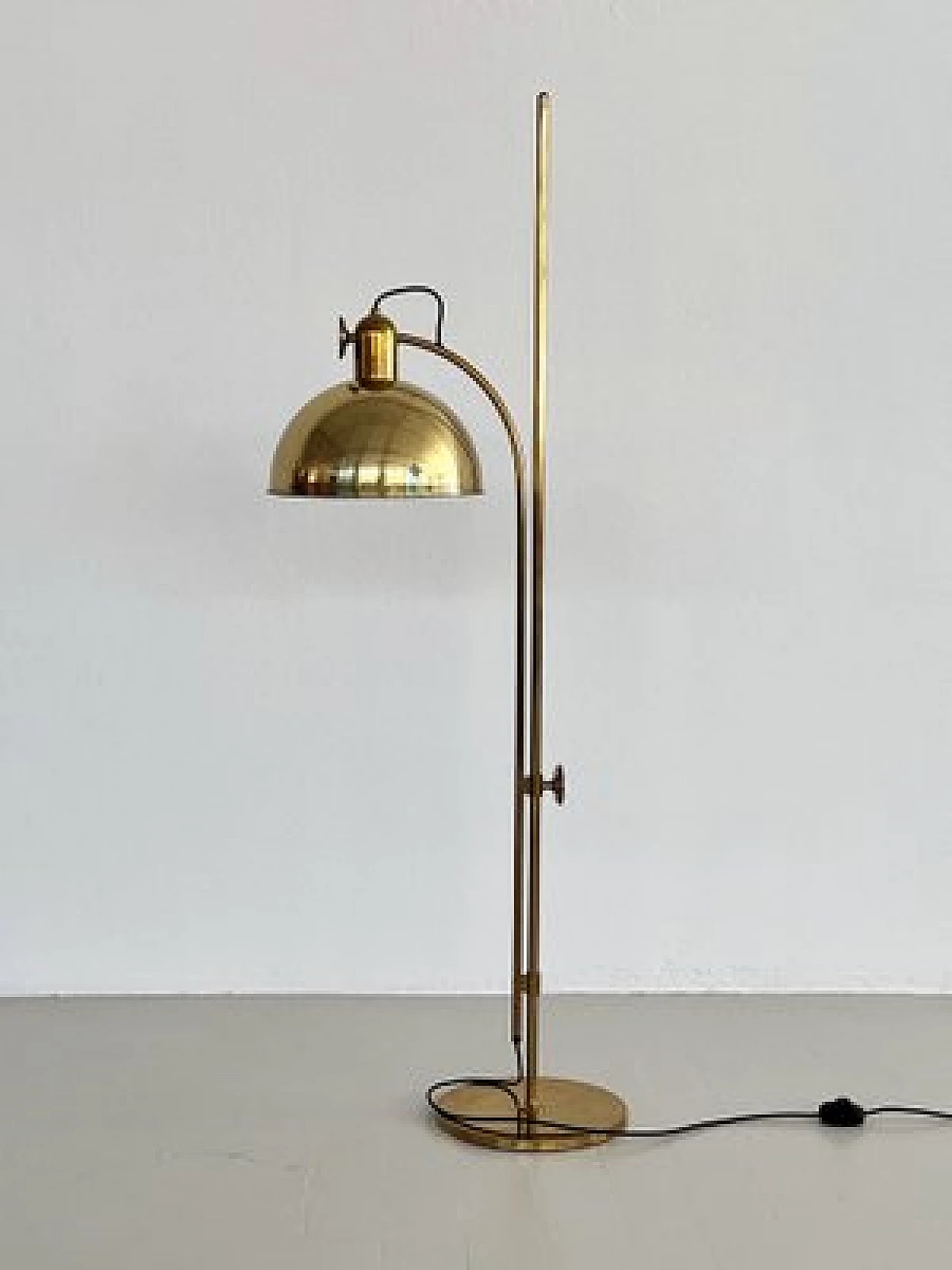 Solid brass adjustable floor lamp by Florian Schulz, 1970s 11