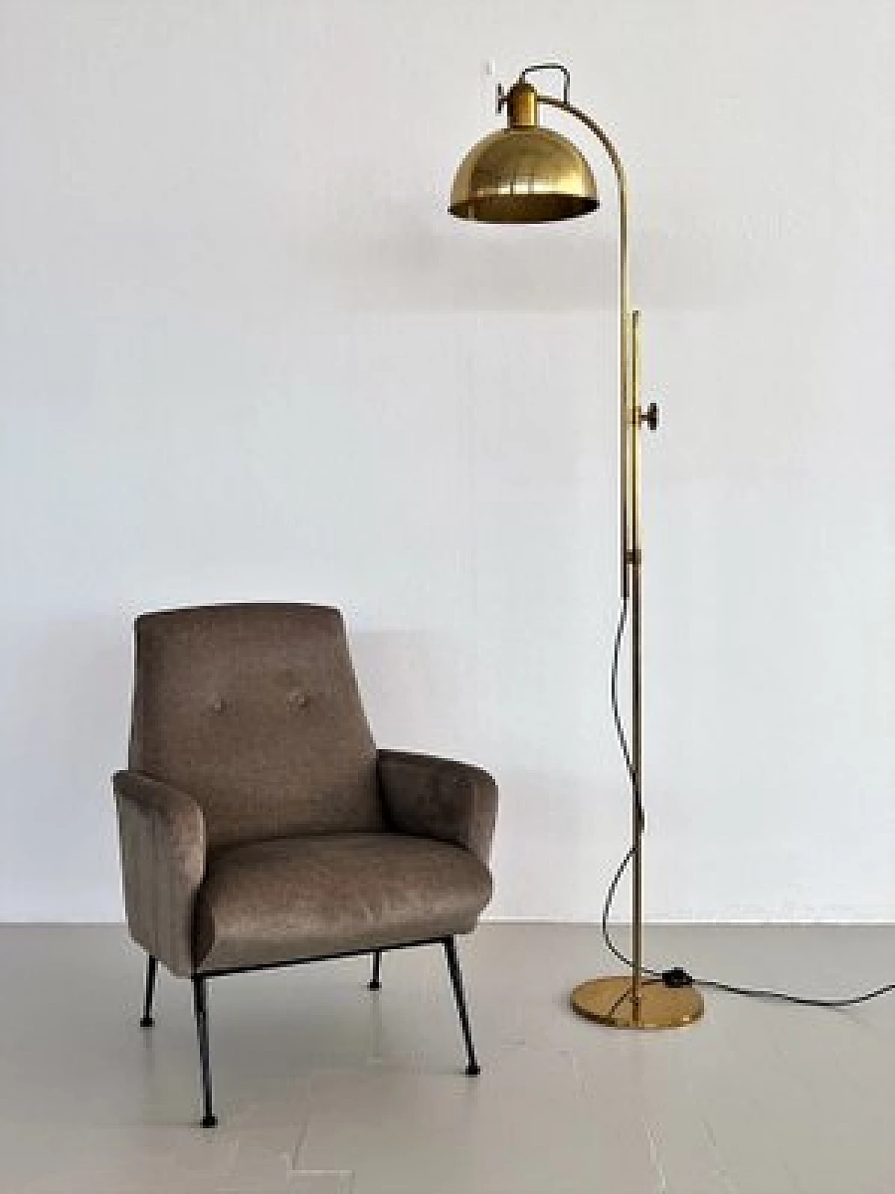 Solid brass adjustable floor lamp by Florian Schulz, 1970s 12