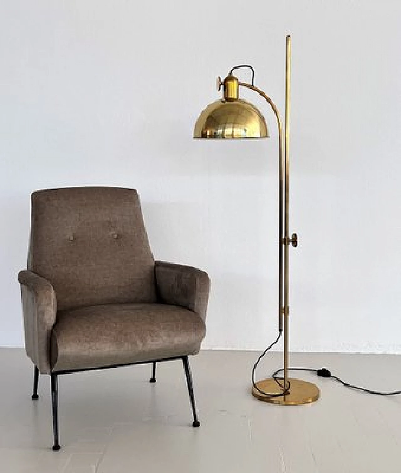 Solid brass adjustable floor lamp by Florian Schulz, 1970s 13