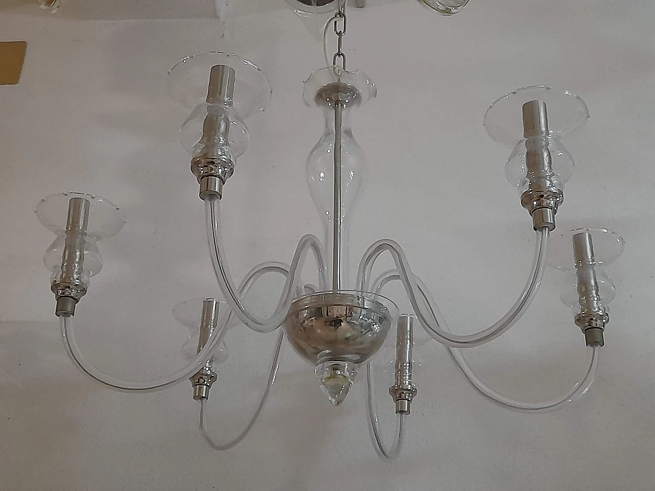 Six-light Murano glass chandelier by Sylcom, 1990s 4