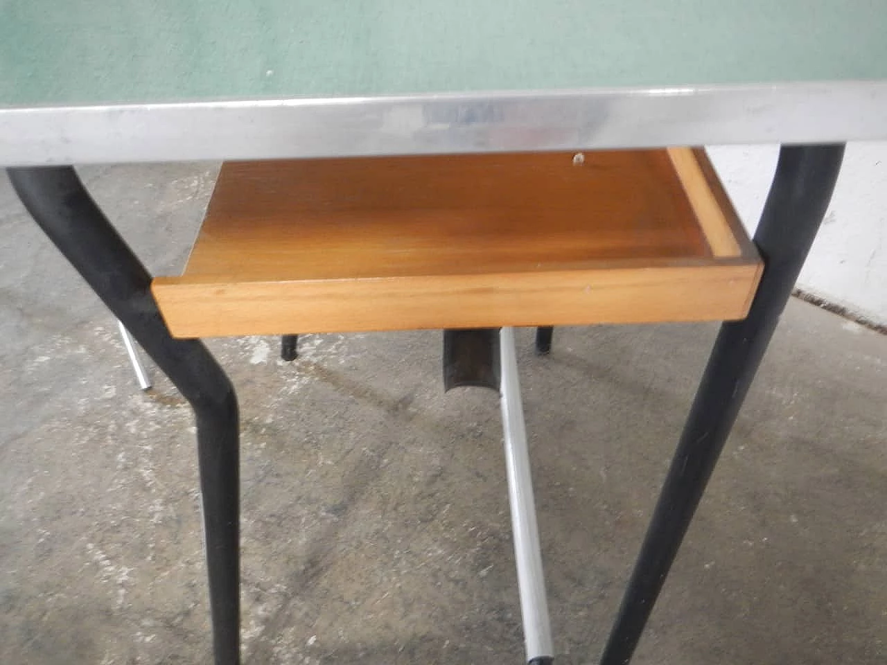Iron, formica and wood school desk, 1970s 7