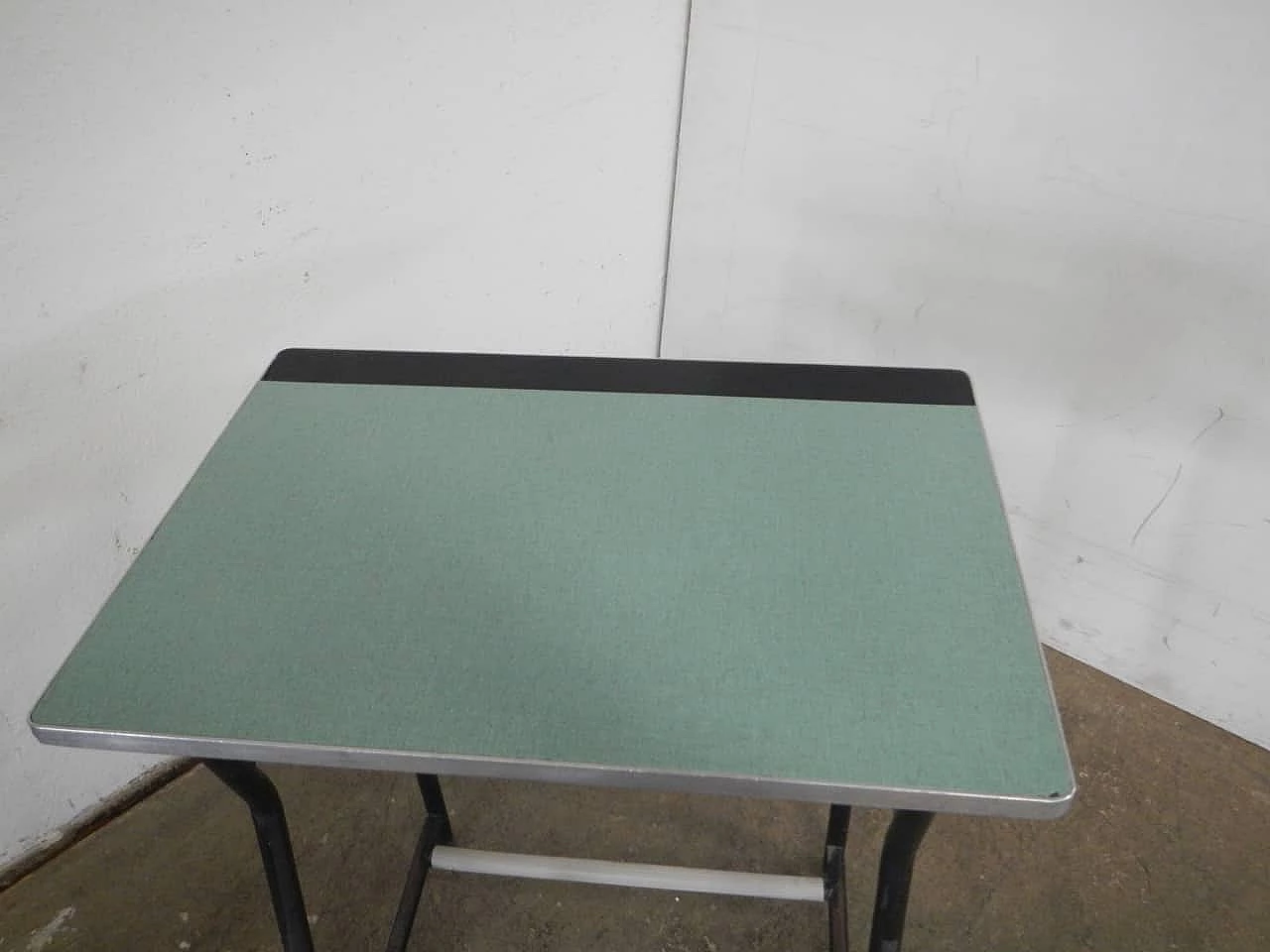 Iron, formica and wood school desk, 1970s 8