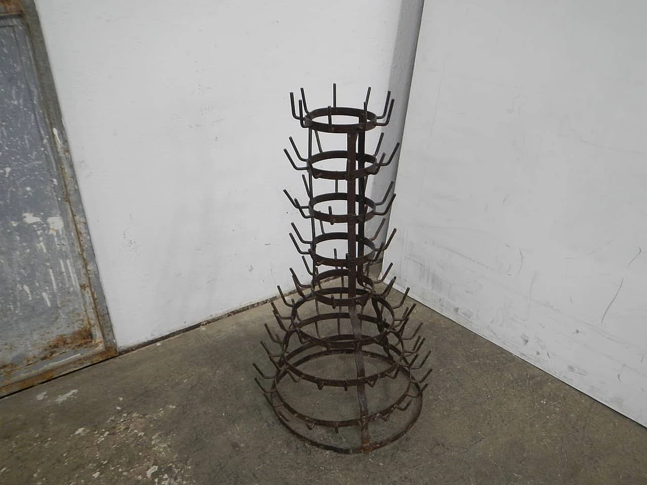 French iron bottle rack, 1920s 1