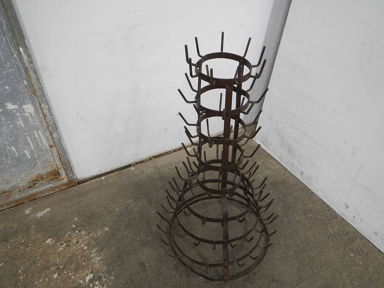 French iron bottle rack, 1920s 2