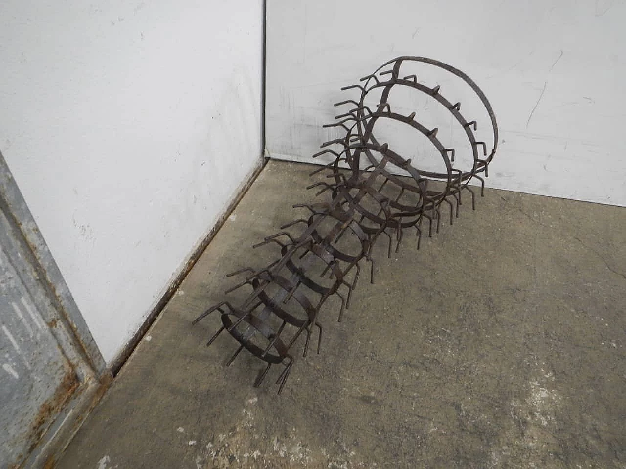 French iron bottle rack, 1920s 4