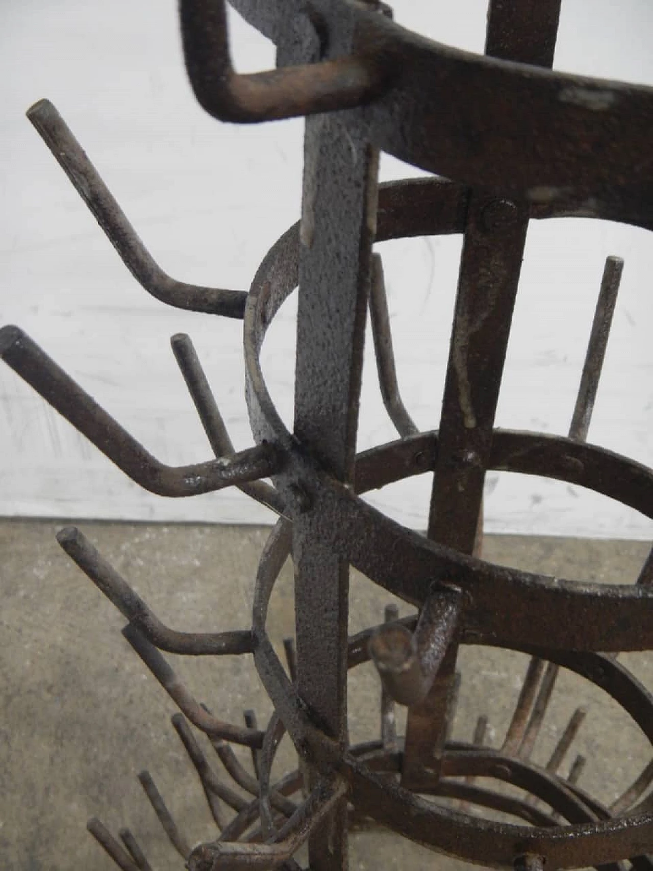 French iron bottle rack, 1920s 8